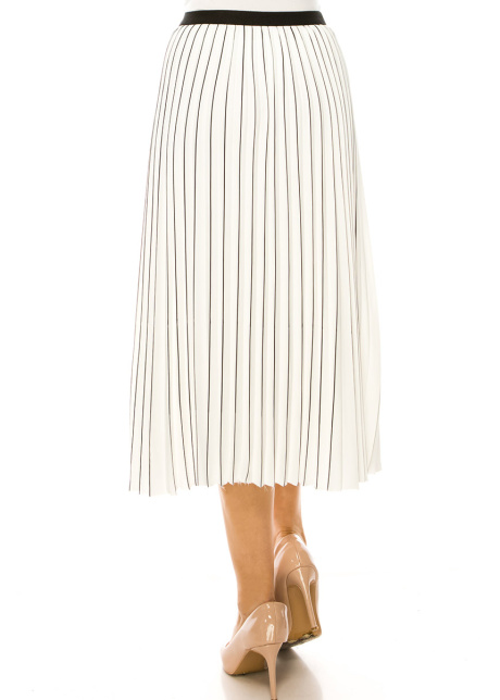 Piano Stripe Pleated Midi Skirt