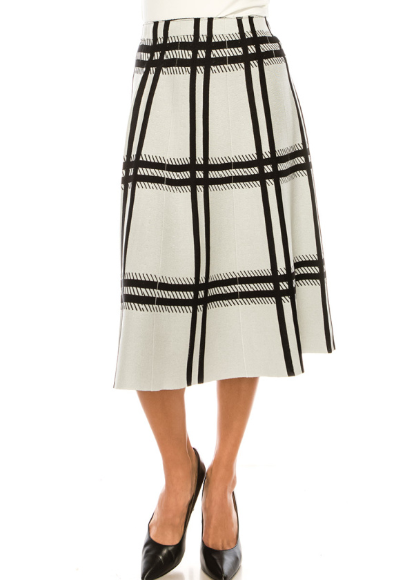White A-Line Plaid Skirt
