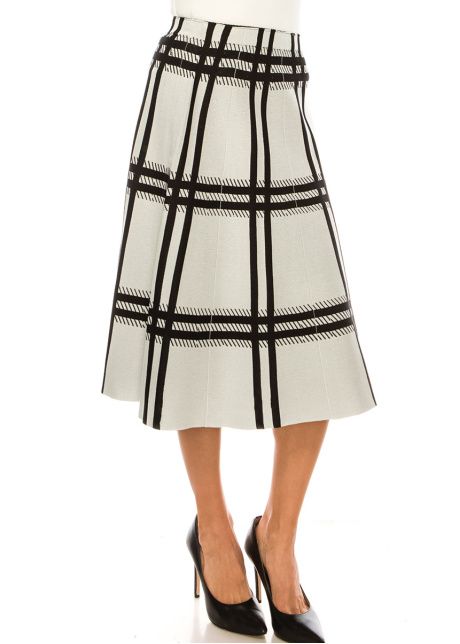 White A-Line Plaid Skirt