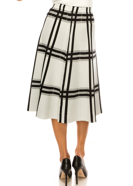 White A-Line Plaid Skirt