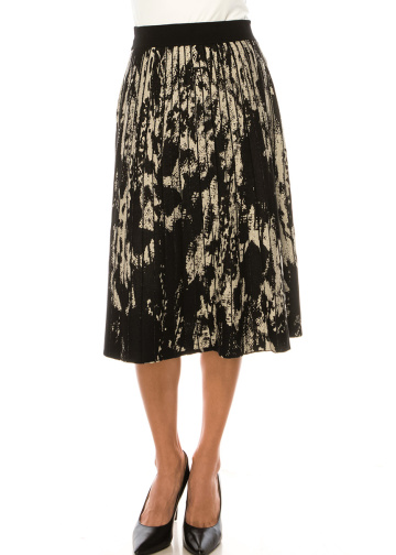 Black Pleated Skirt With Abstract Accents