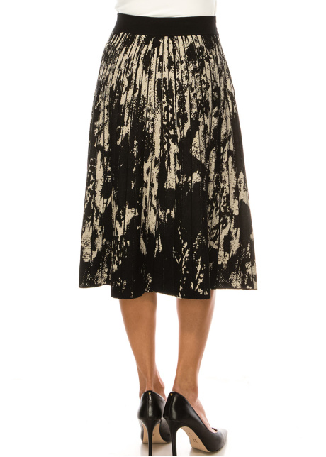 Black Pleated Skirt With Abstract Accents