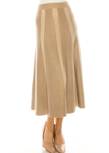 Beige Vertical Stripes Skirt