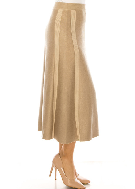 Beige Vertical Stripes Skirt