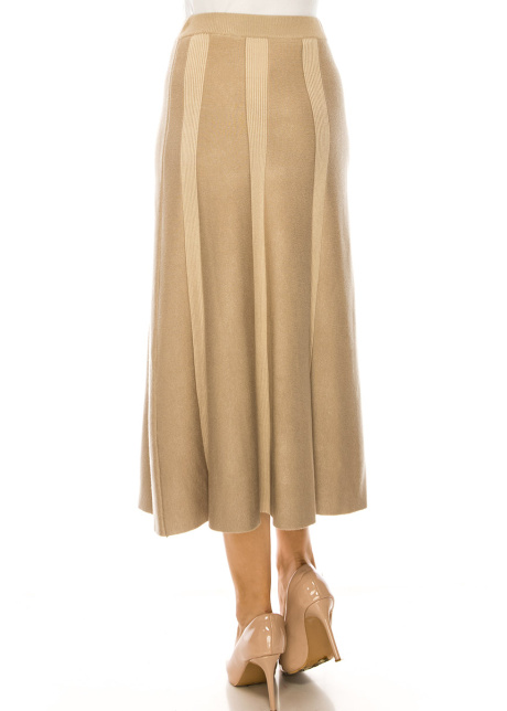 Beige Vertical Stripes Skirt