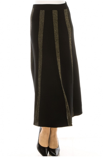 Black Skirt With Gold Lurex Stripes