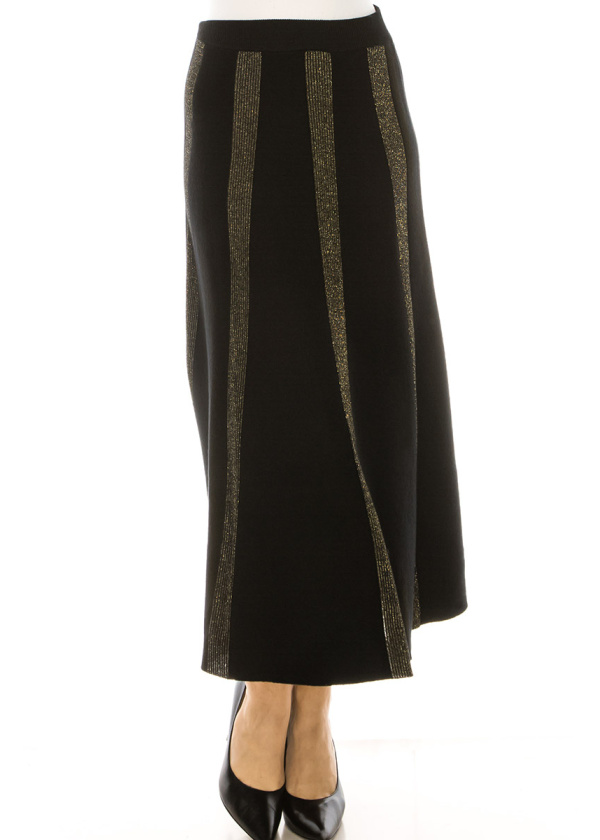 Black Skirt With Gold Lurex Stripes