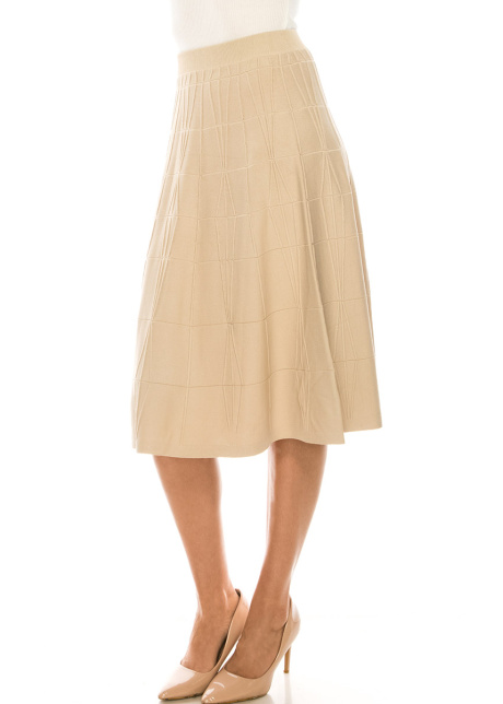 Sand A-Line Midi Skirt
