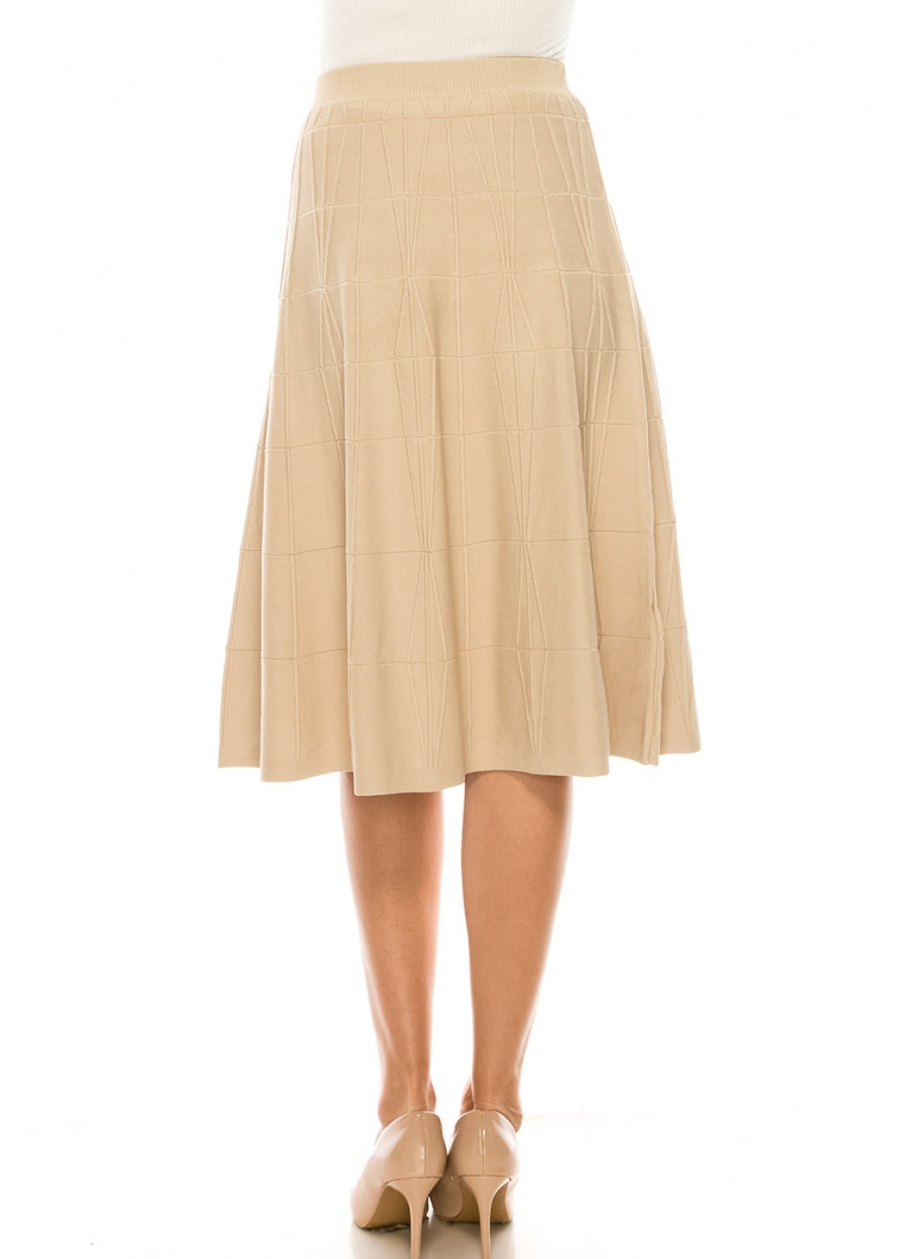 Sand A-Line Midi Skirt