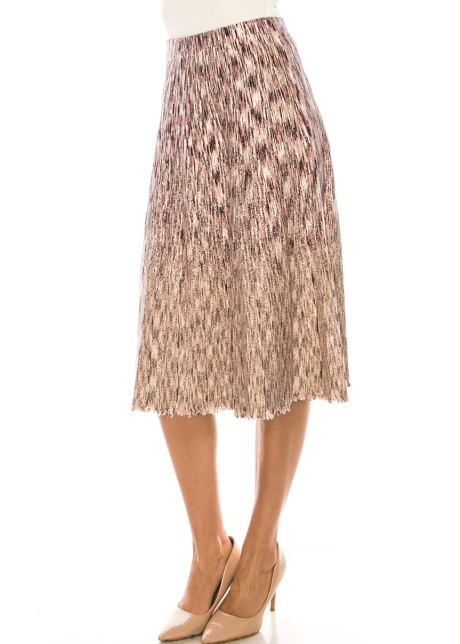 Pink Knit A-Line Midi Skirt