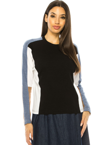 Multi Long Sleeve Color Block T-Shirt