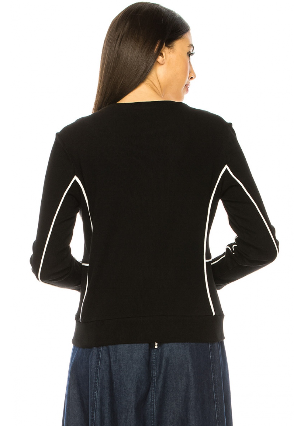 Black Long Sleeve T-Shirt With Stripes
