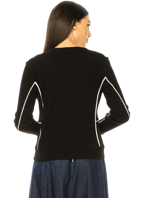 Black Long Sleeve T-Shirt With Stripes