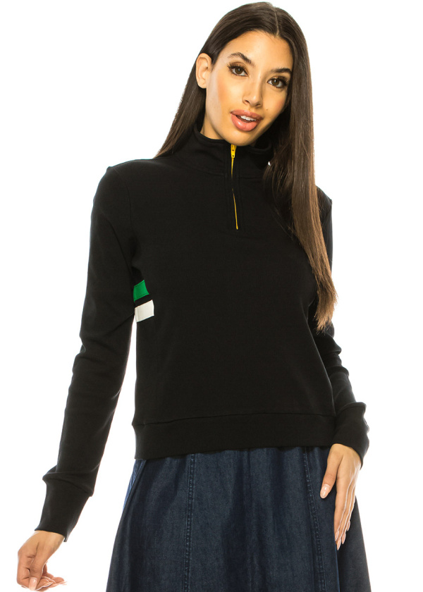 Black Quarter Zip Long Sleeve T-Shirt