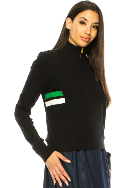Black Quarter Zip Long Sleeve T-Shirt