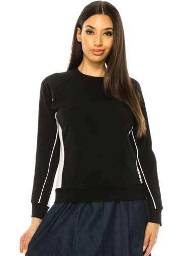 Long Sleeve T-Shirt in Black And White