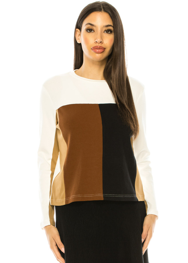 Multi Color Block Long Sleeve T-Shirt