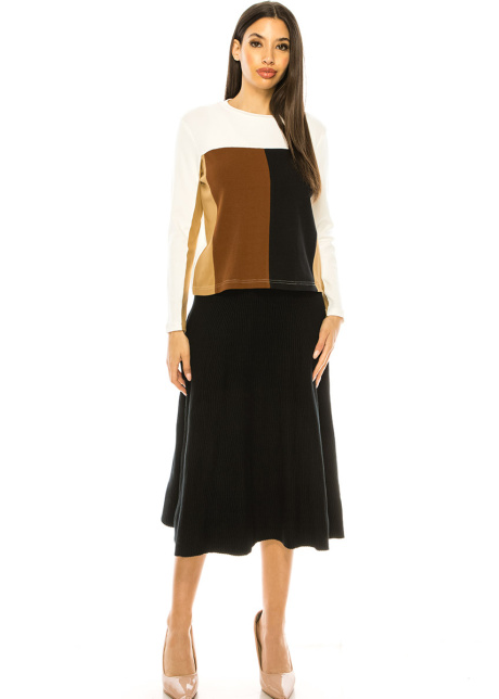 Multi Color Block Long Sleeve T-Shirt