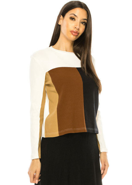 Multi Color Block Long Sleeve T-Shirt