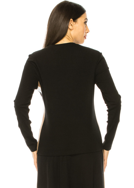 Black Long Sleeve T-Shirt With Colorful Side Stripes