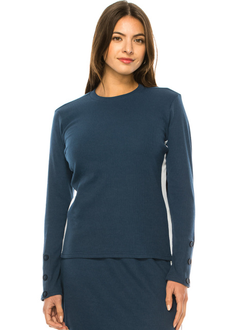 Blue Long Sleeve T-Shirt With Side Stripes