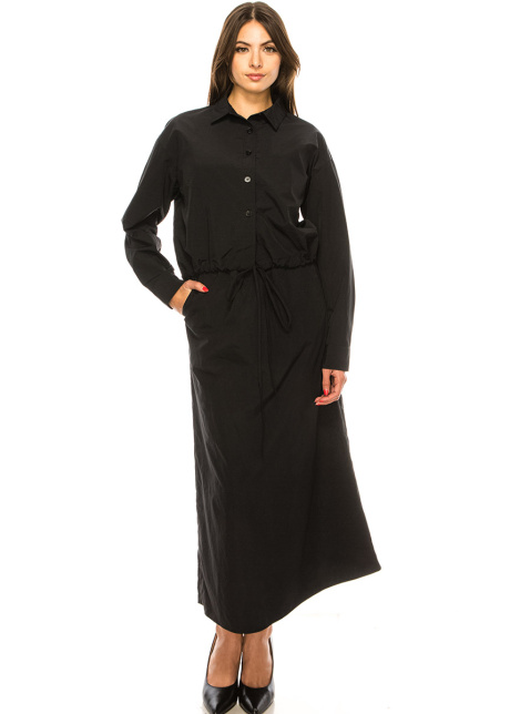 Black Nylon Long Sleeve T-Shirt