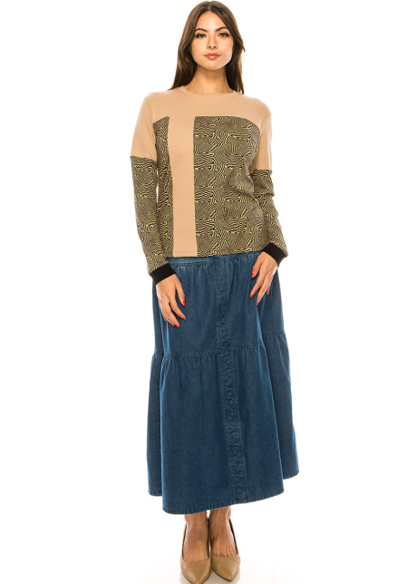 Printed Camel Long Sleeve T-Shirt