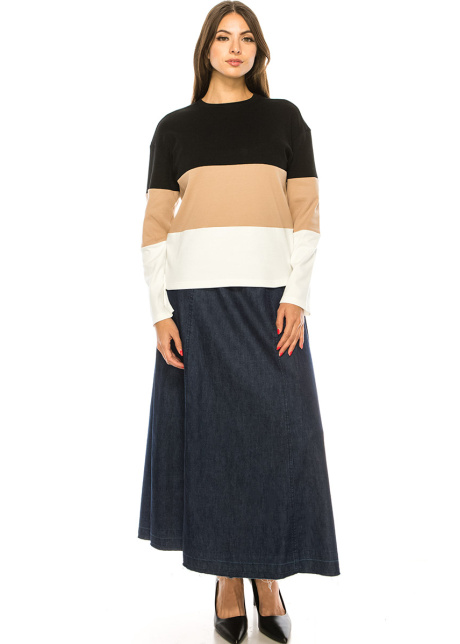 Color Block Long Sleeve Top