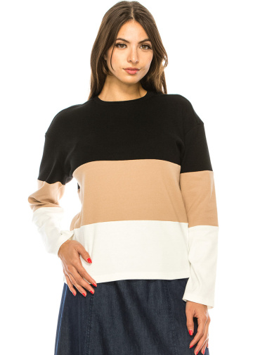 Color Block Long Sleeve Top