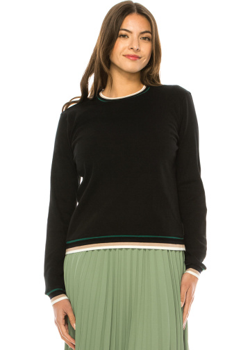 Black Long Sleeve T-Shirt With Side Zipper