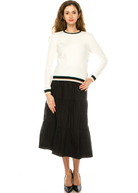 White Long Sleeve T-Shirt With Side Zipper