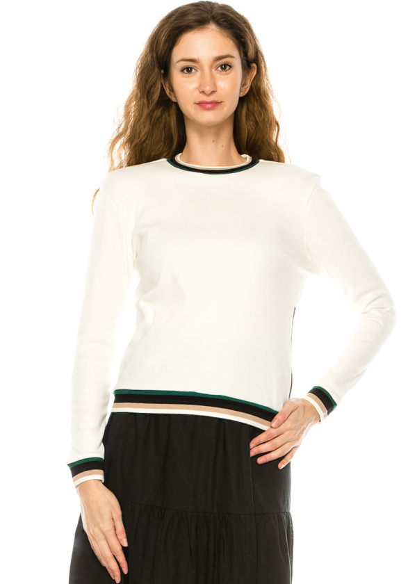 White Long Sleeve T-Shirt With Side Zipper