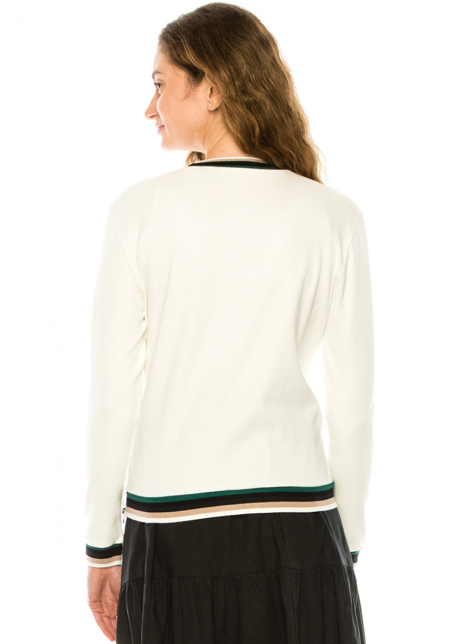 White Long Sleeve T-Shirt With Side Zipper