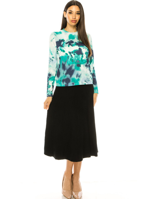 Crew Neck Tie-Dye Long Sleeve T-Shirt
