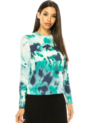 Crew Neck Tie-Dye Long Sleeve T-Shirt