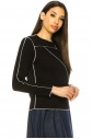  Black Long Sleeve T-Shirt With Thin White Stripes