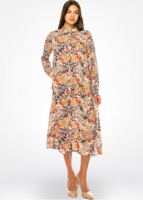 Beige Brushstroke Midi Dress