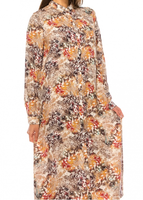 Beige Brushstroke Midi Dress