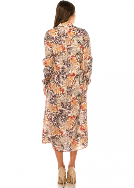 Beige Brushstroke Midi Dress