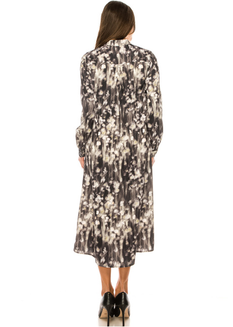 Graphite Dusk Abstract Midi Shirtdress