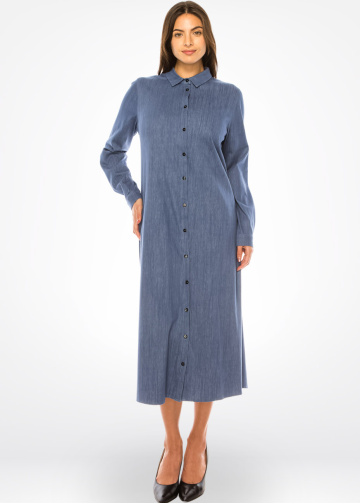 Blue Denim Daydream Collared Dress
