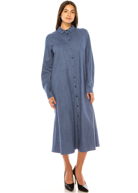 Blue Denim Daydream Collared Dress