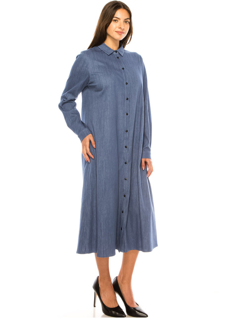 Blue Denim Daydream Collared Dress