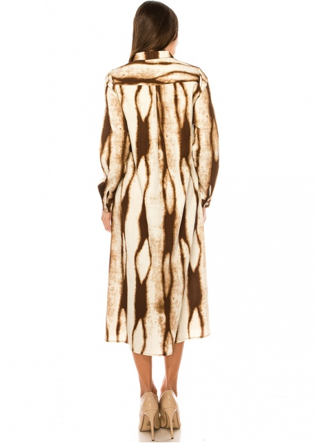 Mocha Ripple Brown Buttoned Midi Dress