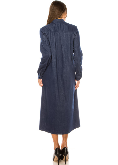 Navy Denim Classic Midi Dress