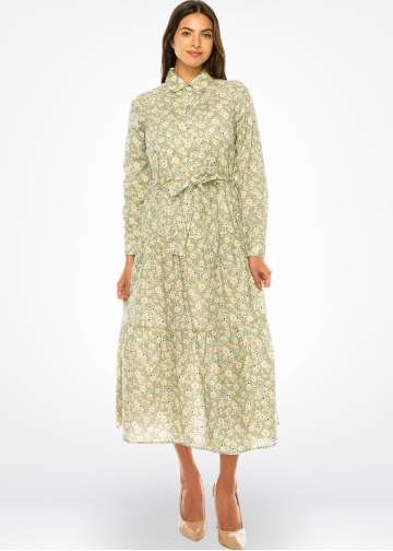 Meadow Breeze Floral Midi Dress