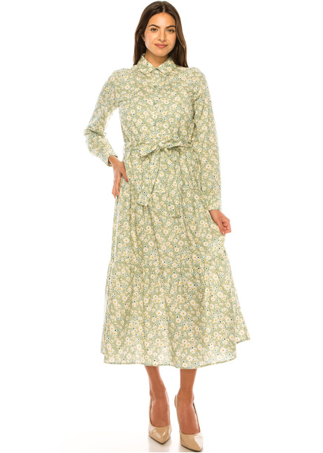 Meadow Breeze Floral Midi Dress