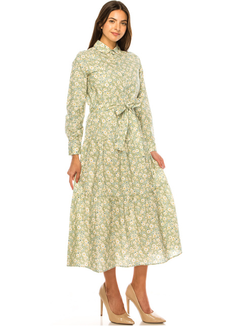 Meadow Breeze Floral Midi Dress
