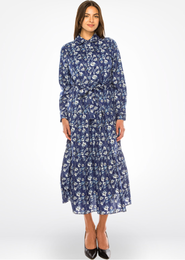 Nautical Blossom Midi Dress
