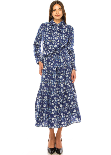 Nautical Blossom Midi Dress